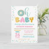 Oh Baby Sprinkle Donut Baby shower Invitation (Debout devant)
