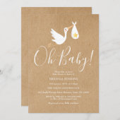 Oh Baby Stork Rustic Baby shower Kaart (Voorkant / Achterkant)