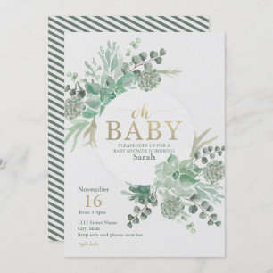Oh Baby Succulent Baby shower Invitation