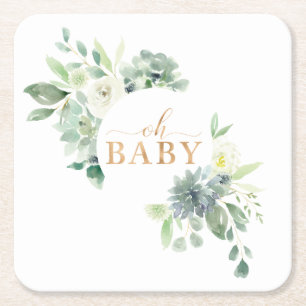Oh Baby Succulent Baby shower Papier Onderzetters