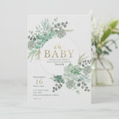 Oh Baby Succulent Baby shower Uitnodiging (Staand voorkant)