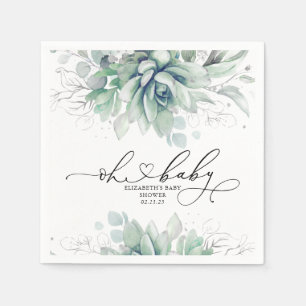 Oh Baby Succulents Silver Greenery Baby shower Servet