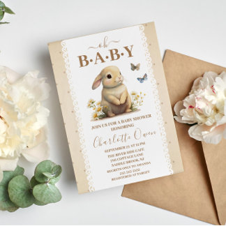 Oh Baby Sweet Bunny Baby shower Invitation