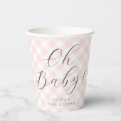Oh Baby! Sweet Light Pink Gingham-Baby shower Papieren Bekers (Voorkant)