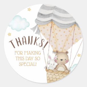 Oh Baby Teddy Bear Woodland Neutraal Baby shower Ronde Sticker