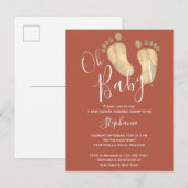 Oh Baby Terracotta Baby shower Postcard Invitation (Devant / Derrière)