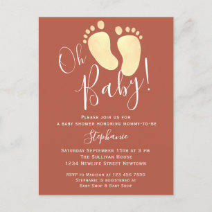 Oh Baby Terracotta Baby shower Uitnodiging Briefka Briefkaart