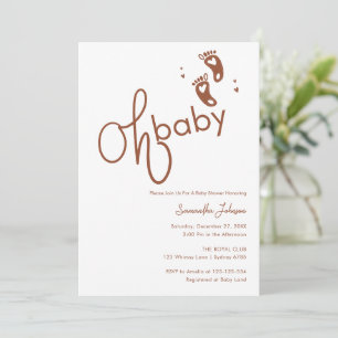 Oh Baby Trendy Script Genderneutraal Baby shower Kaart