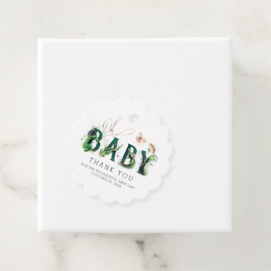 Oh Baby Tropical Greenery Baby shower Bedankjes Labels (In situ)