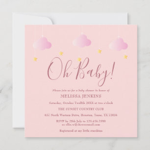 Oh Baby Twinkle Twinkle Pink Baby shower Kaart