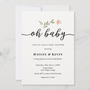 "Oh Baby" Uitnodiging voor Baby shower voor kallig