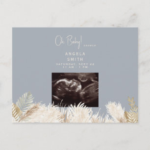 Oh Baby Ultrasound Dusty Blue Baby shower Briefkaart