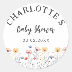 OH BABY! Verse Wildflower Wit Baby shower Ronde Sticker