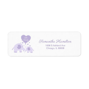Oh Baby Violet Cute Olifant Baby Shower Etiket