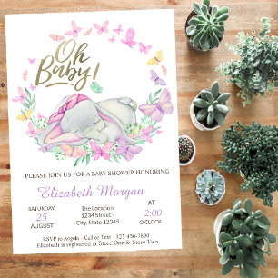 Oh Baby vlinders Baby olifant Baby shower Kaart