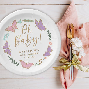 Oh Baby  vlinders Baby shower Papieren Bordje