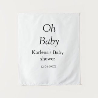 Oh baby voeg naam toe baby shower datum eenvoudig  wandkleed