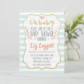 Oh Baby Watercolor Baby shower Invitation (Debout devant)