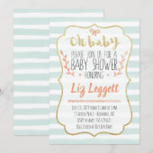 Oh Baby Watercolor Baby shower Invitation (Devant / Derrière)