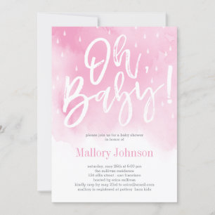 Oh Baby Watercolor Baby shower Invitation rose