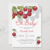 Oh Baby Watercolor Cherry Baby shower Invitation (Devant)