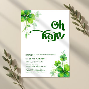 Oh Baby Watercolor Groene Ierse Baby Shower Kaart