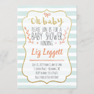 Oh Baby Waterverf Baby shower Uitnodiging