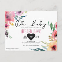 Oh Baby Waterverf Bloemen Meisje Baby shower