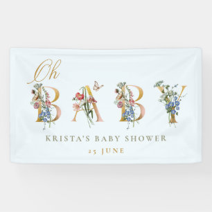 Oh Baby Wildflower Blauw Baby shower Spandoek