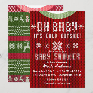 OH BABY Winter Baby shower gebreide trui rood groe Kaart