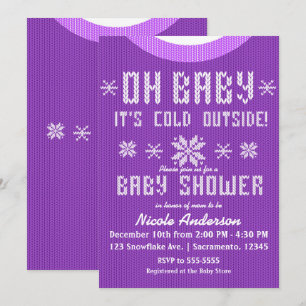 OH BABY Winter Baby shower Knit Sweater Paars Kaart