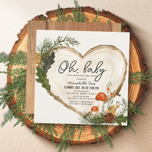 Oh Baby Wood Slice Mushroom Baby shower per post Kaart