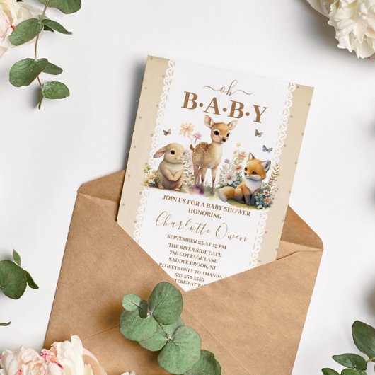 Oh Baby Woodland Animaux Baby shower Invitation