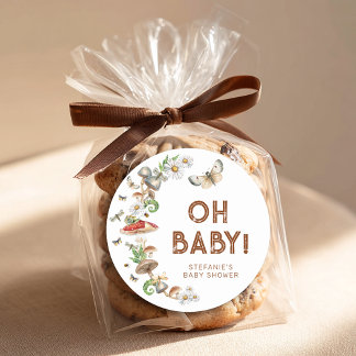 Oh Baby Woodland Mushroom Baby Shower Favor Ronde Sticker
