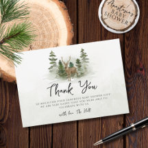 Oh Baby Woodland Watercolor Rustique Merci Cartes