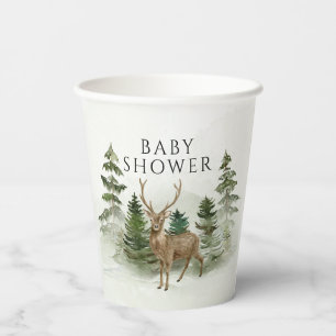 Oh Baby Woodland Waterverf Rustic Baby shower Papieren Bekers