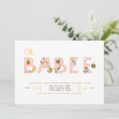 Oh Baby Yellow Bee Baby shower Invitation (Debout devant)