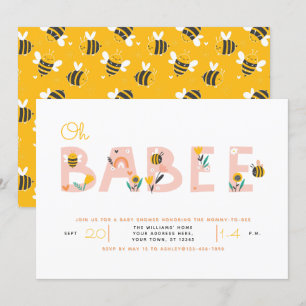 Oh Baby Yellow Bee Baby shower Invitation Kaart