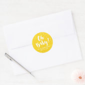 Oh Baby Yellow Waterverf Baby shower Ronde Sticker (Envelop)