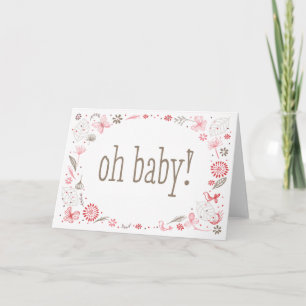 Oh Baby zachtjes met roze Natuur Bouquet Bedankkaart