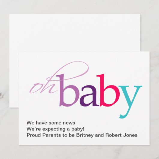 Oh Baby! Zwangerschap Aankondiging (Voorkant / Achterkant)