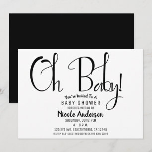 Oh Baby Zwarte Script Moderne Minimaal Shower Fees Kaart