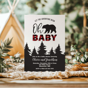 Oh Babybeer Rode Buffalo Geruite Baby Shower Kaart