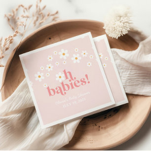 Oh Baby's Retro Daisy Roze Boho Baby shower Servet
