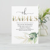 Oh baby's tweeling groen gouden groen baby shower kaart (Staand voorkant)