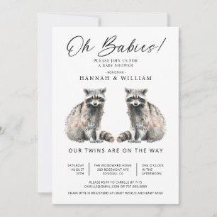 Oh Baby's Twins Waterverf Wasberen Baby shower Kaart