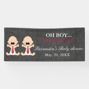 OH ! Bannière jumelle de douche de bébés de