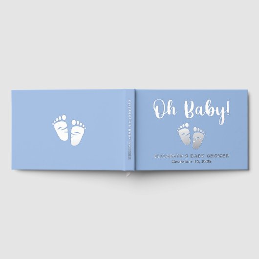 Oh Bébé Argent Foil Bleu Pieds Garçon Douche (Complet)