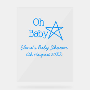 Oh bébé bleu étoile baby shower ajouter nom passé