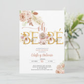 Oh bebé boho ours fille baby shower invitation esp (Debout devant)